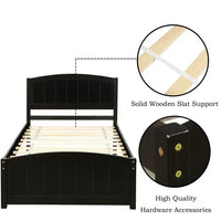 Twin Size Bed Frame for Kids Girls Adults, Wood Platform Bed with Headboard, Footboard and Wood Slat Support, Sleigh Bed for Bedroom, Space Saving Design, No Box Spring Needed, Espresso