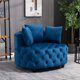 Modern Barrel Chair, Round Oversized Barrel Chairs, Sofa Lounge Accent Chair, Velvet Leisure Sofa Chair , Modern Leisure Chair with 3 Pillow for Living Room Bedroom Hotel Office,Blue