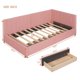 Twin Size Daybed, Upholstered Platform Bed with 2 Storage Drawers, Daybed Linen Sofa Bed Frame with Vertical Channel Tufted Headboard, for Bedroom, Living Room, No Box Spring Needed, Pink