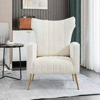 Velvet Tufted Accent Chair, Wingback Armchair with Padded Seat & Backrest,Single Sofa with Golden Metal Legs,for Reading Lounging Living Room Bedroom Office Club