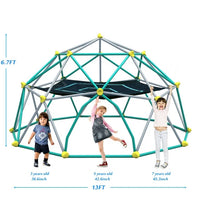 13FT Climbing Dome, Outdoor Geometric Dome Climber Play Center for Kids 3-10, Rust & UV Resistant Steel Supporting 1000 lbs, Easy Assembly Jungle Gym, Green