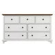 Wooden Captain Seven-Drawer Dresser for Bedroom, Living Room, Kids' Room, White+Walnut