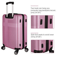 3 Piece Luggage Set, Durable Luggage Set with TSA Lock ABS, Lightweight Suitcase with Hooks, Spinner Wheels Suitcase Sets Cross Stripe Luggage Sets for Travel and Home, 20in/24in/28in, Pink