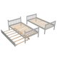 Twin Over Twin Bunk Beds with Trundle, Convertible Wood Bunk Bed Frame with Safety Guardrail and Ladder for Kids/Teens Bedroom, Can Be Converted into 3 Beds, Gray 79.53''L x 44.26''W x 59.85''H