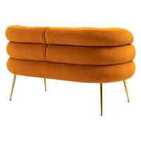 50 Inch Velvet Loveseat Sofa, 2-seat Sofa Couch with Metal Frame and Tapered Golden Feet, Mid Century Tufted Love Seat for Living Room, Bedroom, Apartment and Small Space, Orange