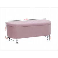 Velvet Storage Bench, Tufted Upholstered End of Bed Bench with Nail Head Decor and Metal Legs, Flip Top Storage Ottoman for Bedroom, Living Room, Entryway, Pink