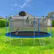 14FT Trampoline for Kids Teens Adults, Recreational Trampoline with Safety Enclosure Net, Basketball Hoop and Non-slip Ladder, ASTM Approved Combo Bounce Outdoor Trampoline, Blue