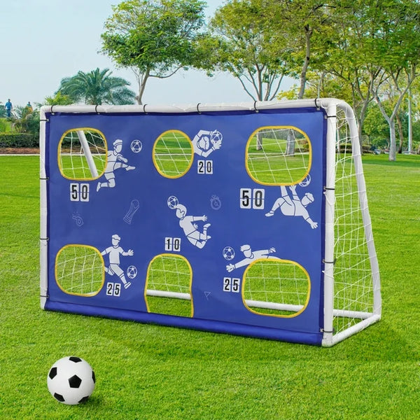 Soccer Goal for Backyard Set, 3-in-1 with Target Cloth Football Goal, 6x4 ft Portable Folding Football Goal for Backyard Practice Beach Communities Schools, 6*4 ft PVC Pipe, White