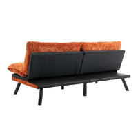 Convertible Futon Sofa Bed, Modern Convertible Chenille Sofa Bed, 71.6" Folding Loveseat Sofa Sleeper Sofa, Breathable Futon Couch Bed, with Adjustable Backrest, for Compact Small Spaces, Orange