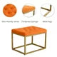 Velvet Footstool Bench, Square Vanity Chair with Metal Frame, Shoe Changing Stool, Sofa Makup Stool, Rest Stool for Clothes Shop, Living Room, Porch, Fitting Room Bedroom, Orange