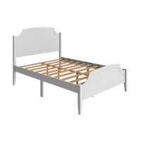 Contemporary Roman Style Full Size Bed,Solid Wood Bed Frame,No Box Spring Needed,Paint Sprayed Finishing,White