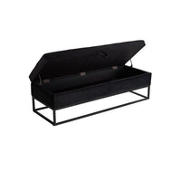 58.6" Storage Bench Velvet Upholstered End of Bed Storage Ottoman Bench Modern Button Tufted Ottoman Bench with Large Storage Space & Metal Legs for Living Room Entryway Bedroom Window Seating, Black