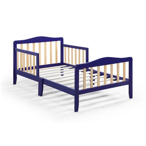 Wood Toddler Bed, Classic Design Toddler Bed with safety side rails, Safety Design, for Bedroom, Living Room, Easy Assembly, Blue