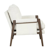 Mid-Century Modern Velvet Accent Chair,Leisure Chair with Solid Wood and Thick Seat Cushion for Living Room,Bedroom,Studio,White