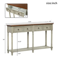 Console Table with Drawers, Long Shelf Sofa Table, Long Accent Entry Console Table with Drawers & Bottom Open Shelf, Ideal for Living Room,Entryway, Hallway, Antique Gray