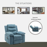 Wide Power Lift Recliner Chair with Massage and Heat, Overstuffed Reclining Chair with Side Pocket,, Heavy Duty Recliner with Adjustable Backrest for Bedroom,Living Room,Outdoor,Apartment,Blue