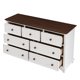 Wooden Captain Seven-Drawer Dresser for Bedroom, Living Room, Kids' Room, White+Walnut