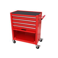 4-Drawer High Capacity Rolling Tool Chest, Removable Cabinet Storage Tool Box with Wheels and Drawers, Detachable Toolbox with Lock for Workshop Mechanics Garage (Red)