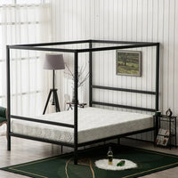 Metal Canopy Bed Frame King,Strong Bed Frame with Center Support Legs, 2 Horizontal Bar, Platform Bed Frame for Adults, Weight Capacity 661 Pounds