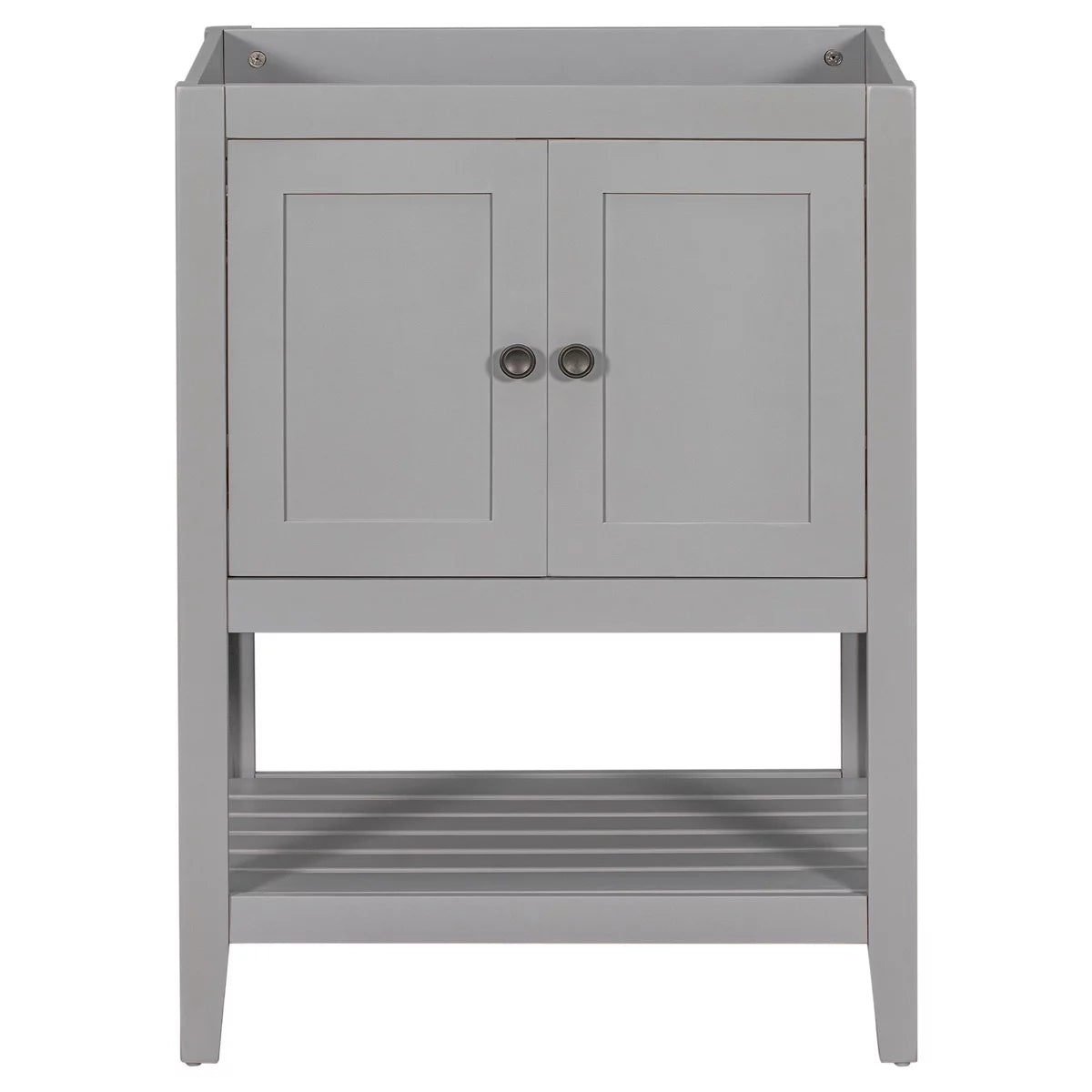 24" Bathroom Vanity Base Only, Bathroom Vanities Without Top Sink, Modern Bathroom Vanity Cabinet with 2 Doors and Open Shelf, Freestanding Bathroom Vanity, Gray