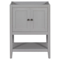 24" Bathroom Vanity Base Only, Bathroom Vanities Without Top Sink, Modern Bathroom Vanity Cabinet with 2 Doors and Open Shelf, Freestanding Bathroom Vanity, Gray