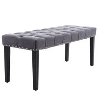 Upholstered Tufted Bench Ottoman,Velvet Dining Bench Bedroom Bench with Wooden Legs,Modern Elegant Accent Bench for Entryway Dining Room Living Room, Dark Gray