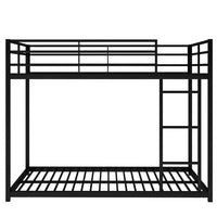 Twin Over Twin Bed with Guard Rail and Staircase, Metal Frame Bed with Safety Guardrail, Headboard and Footboard for Teens Adults, Space-Saving Bed, No Box Spring Needed,Full Size