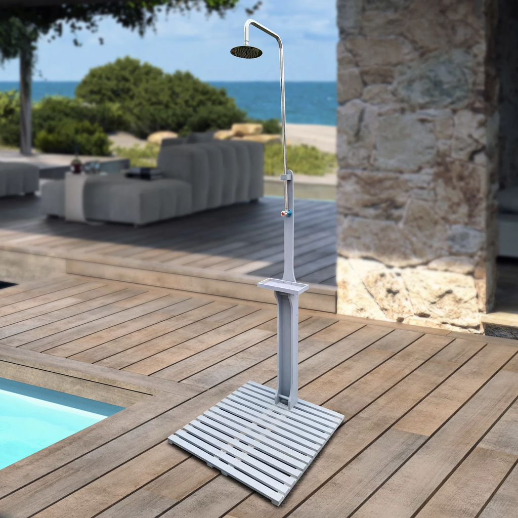 Outdoor Shower, Portable Pool Shower Station Fixture with Chassis Boar ...