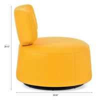 29" Wide Swivel Barrel Chair, Faux Leather Swivel Round Sofa Chair with Metal Base, Upholstered Armless Club Chair, Leisure Reading Chair for Living Room Bedroom Office, Yellow PU