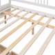 Twin Size Daybed Frame with Two Storage Drawers, Wood Sofa Bed Frame with Slats Support, Indoor Mattress Foundation for Bedroom Living Room, No Box Spring Required, White