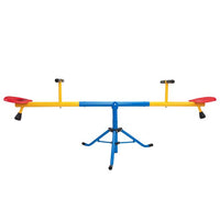 Kids Swivel Seesaw, Metal Teeter Totter with Stopper Pole for Children Indoor or Outdoor, Kindergarten Activity Facility for Playground, Blue&Red