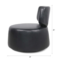 Swivel Barrel Chair, Accent Round 360° Swivel Club Chairs, Upholstered PU Modern Arm Chairs for Living Room, Nursery, Bedroom, Office, Hotel (Black-PU)