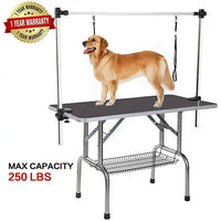 Pet Grooming Table with Clamp and Height Adjustment, Folding Dog Grooming Table, 36"LX 24"WX 64"H, Black