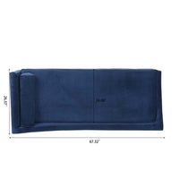 Velvet Indoor Modern Right Square Arm Reclining Chaise Lounge, Fabric Chaise Couch, Sleeper Sofa for Bedroom, Office, Small Living Room, Apartment and Dorm, Blue