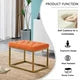 Velvet Footstool Bench, Square Vanity Chair with Metal Frame, Shoe Changing Stool, Sofa Makup Stool, Rest Stool for Clothes Shop, Living Room, Porch, Fitting Room Bedroom, Orange