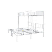 Triple Twin Bunk Bed, Metal 3 Bunk Beds Frame with Built-in Shelf and Slat Locks, Triple Bunk Bed for Children, Adult, Teens, Converted into Three Single Bed, White