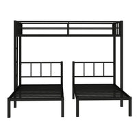 Triple Bunk Bed for 3, Twin over Twin & Twin Bunk Bed with Ladder and Shelf, Can be divided into 3 Beds, Metal Bunk Bed Frame with Safety Rail & Slats Support, No Box Spring Needed, Black