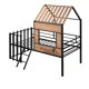 Twin Size Metal House Bed,Loft Bed with Storage Shelf,Roof and Window,Steel Bed Frame with Full-Length Guardrail & Ladder,for Girls Boys Teens,No Noise, No Box Spring Needed