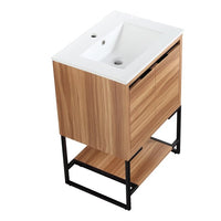 24inch Freestanding Bathroom Vanity Combo and Integrated Single Sink Set, Wood Bathroom Storage Cabinet with One Shelf and Cabinet