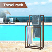 3 Tiers Metal Towel Bar Rack, Freestanding Hand Towel Holder with Storage Organizer, Floor Towel Racks with Bath Storage and for Bathroom Living Room Washroom,Pool