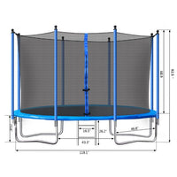 10ft Round Trampoline for Kids with Safety Enclosure Net , Outdoor Recreational Trampoline with Metal Ladder and Steel Tube, ASTM Approved Trampoline & High Stability