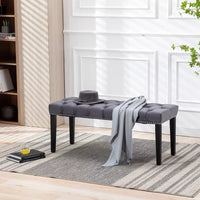 Upholstered Tufted Bench Ottoman,Velvet Dining Bench Bedroom Bench with Wooden Legs,Modern Elegant Accent Bench for Entryway Dining Room Living Room, Dark Gray