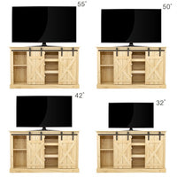 Wood TV Stand for TVs up to 65 Inch, Farmhouse Large Storage Cabinets with Sliding Barn Doors and Shelves, Media Entertainment Center Console Table, Rustic TV Stand for Living Room Bedroom,Light Brown