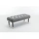 Velvet Button Tufted Bench, Modern Rectangle Upholstered Ottoman with Metal Legs, Multifuctional Fabric Footstool, for Living Room, Bedroom, Entryway, Gray