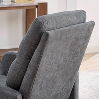 25.6"W Accent Rocking Chair, Upholstered High Backrest Nursery Glider Rocker with 2 Side Pockets,Button Tufted Armchair, Lounge Sofa Chair, for Living Room/Bedroom/Nursery,Gray