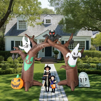 10ft Halloween Inflatable Arch Decoration, Blow Up Scary Tree Halloween Yard Decorations with Spider Ghost Cat, Huge Archway Ghosts Inflatables with LED Lights for Halloween Door Decorations Outdoor