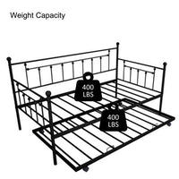 Twin Size Daybed with Trundle, Heavy Duty Steel Slat Support Saving Space Bed Sofa,Bedroom Living Room Furniture for Guest,No Spring Box Needed
