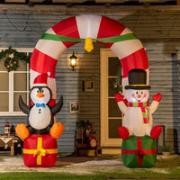 9feet Inflatable Christmas Decorations, Inflatable Arch, Penguin and Snowman, Indoor and Outdoor Holiday Decorations, Built-in LED Lights, Christmas Inflatable for Outdoor Front Door Porch Lawn