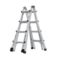 Aluminum Telescoping Extension Step Ladder,Non-Slip Ladder,Multi-Purpose Folding A-Frame Ladder,Portable Multi-Position Ladder with Wheels,300 lbs Weight Rating,Household,Outdoor,17 FT