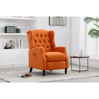 Comfortable Recliner Chair, Upholstered Accent Chairwith Button Tufted Back and Thick Seat Cushion, Modern Single Sofa, for Living Room, Bedroom, Lounge, Orange